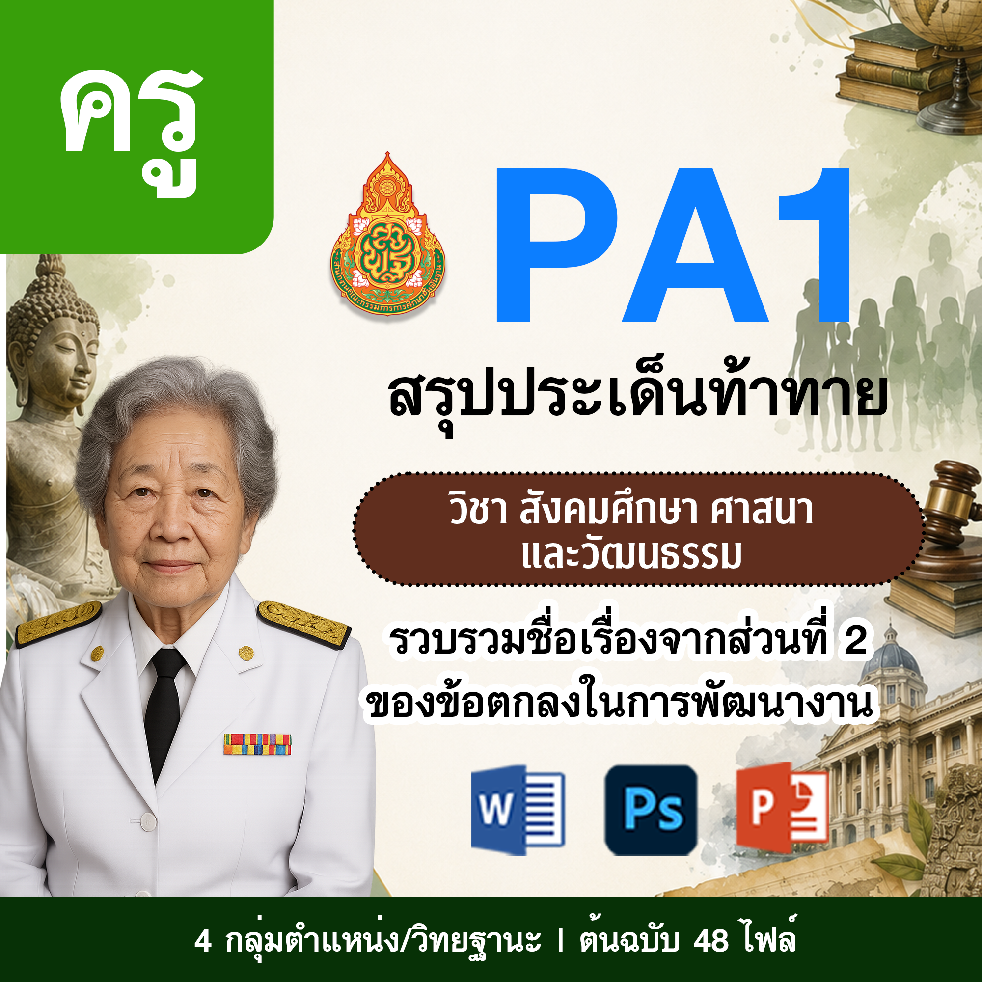 PA1 สรุปประเด็นท้าทาย | ครู สังคมศึกษาฯ | 4 ตำแหน่ง/วิทยฐานะ