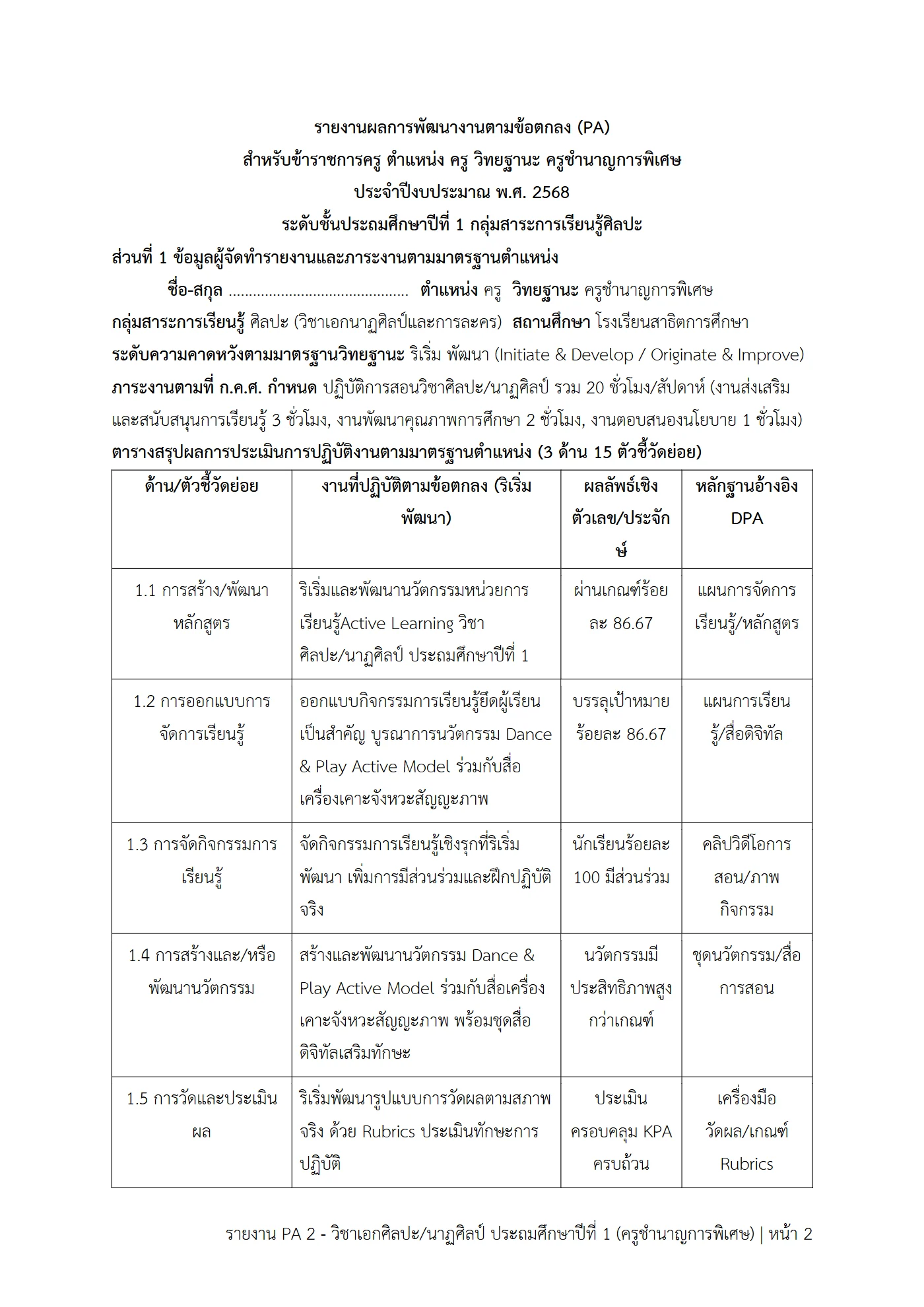ตัวอย่างงาน หน้า 2
