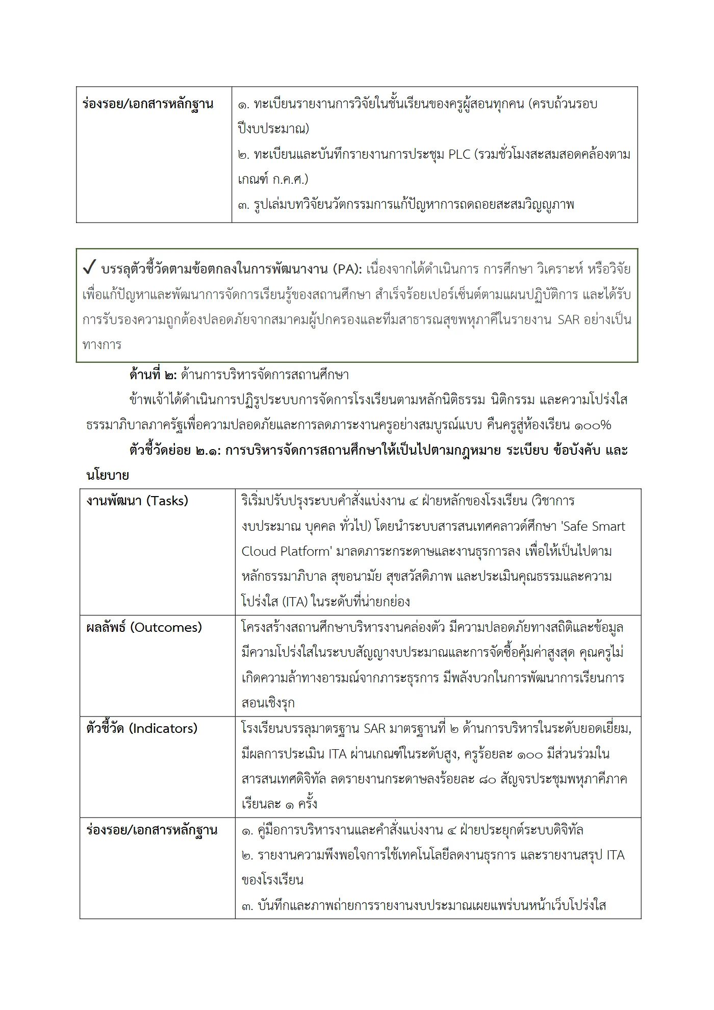 ตัวอย่าง รายงาน PA2 หน้า 9