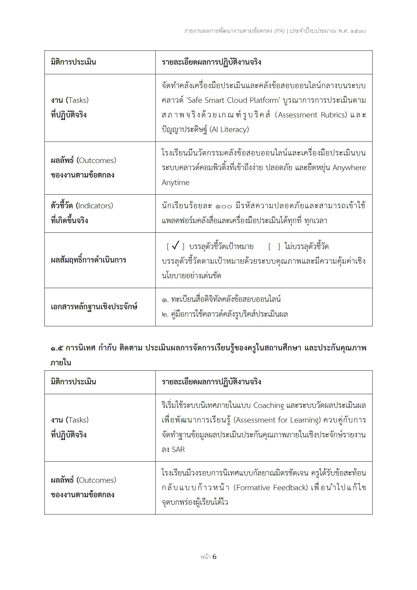 ตัวอย่าง รายงาน PA2 หน้า 6