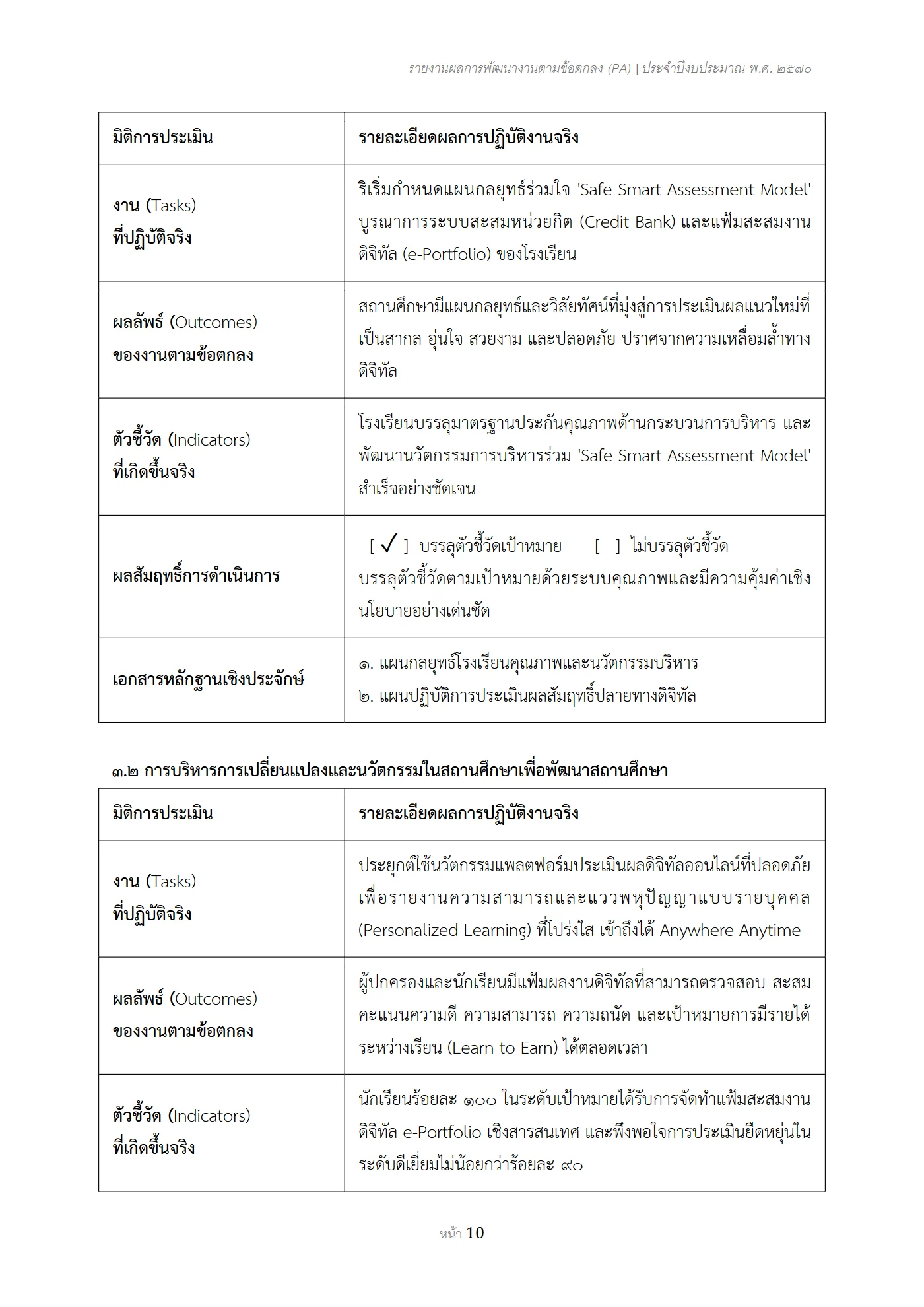 ตัวอย่าง รายงาน PA2 หน้า 10