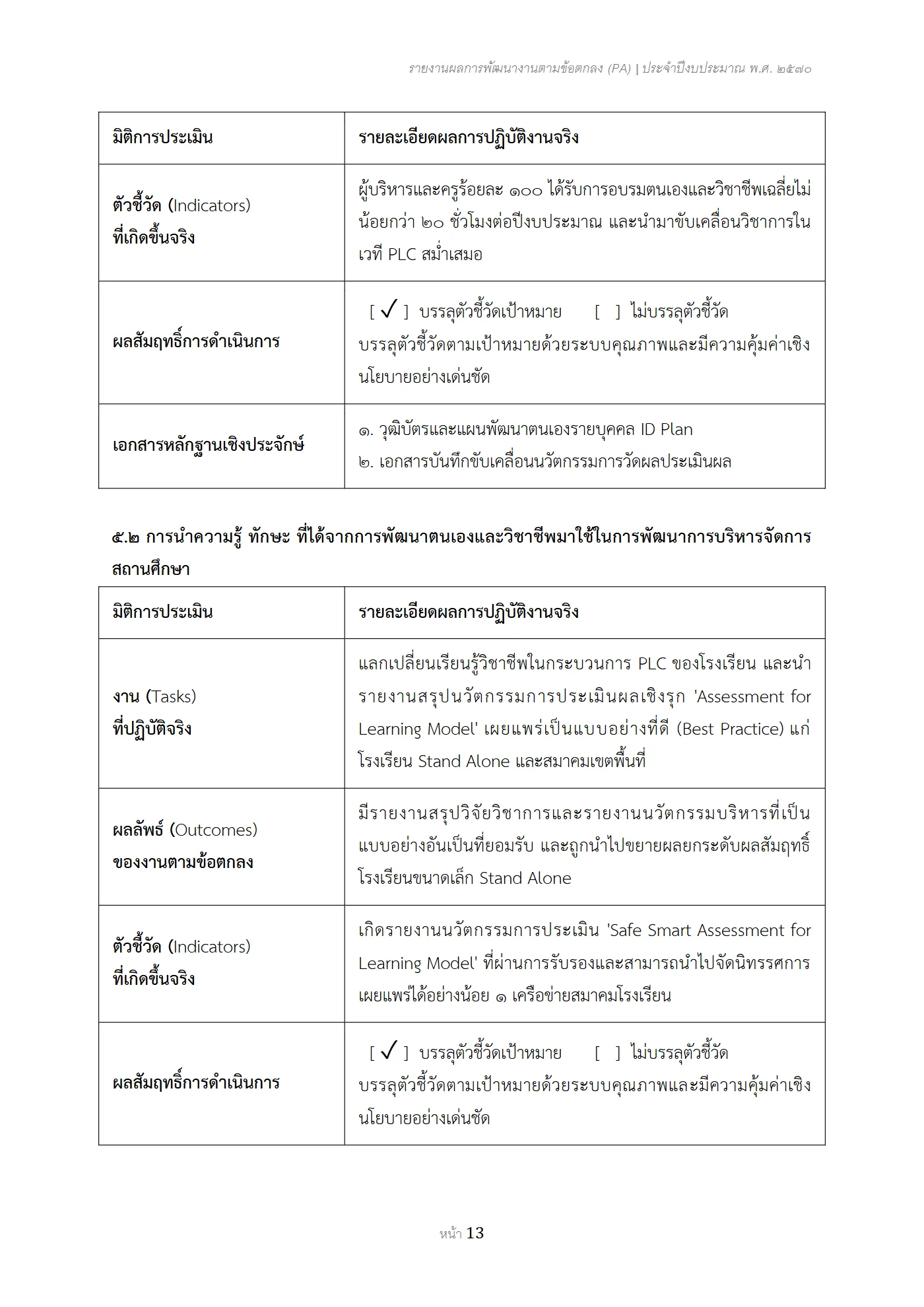 ตัวอย่าง รายงาน PA2 หน้า 13
