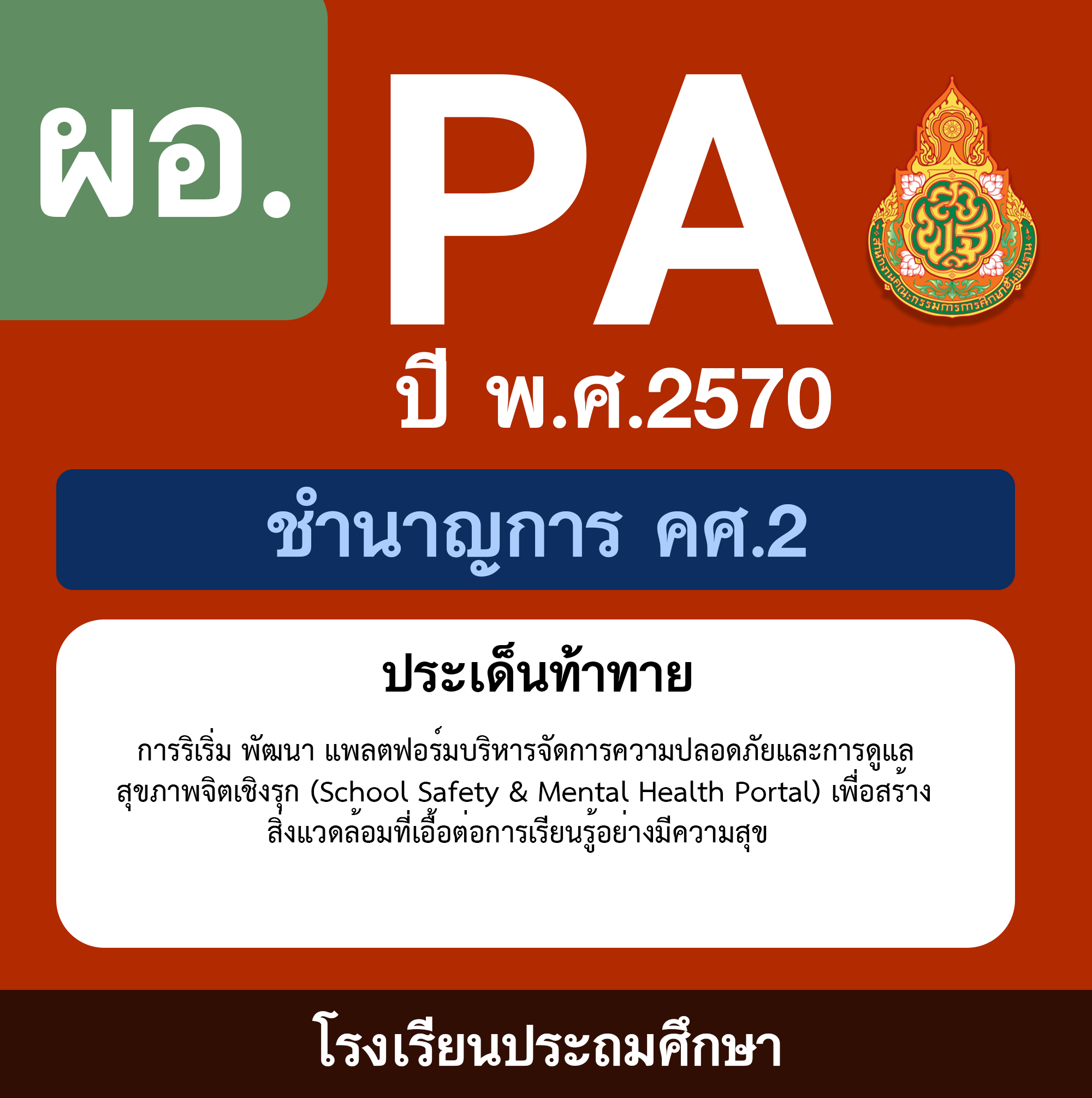 ชุด PA1 + PA2 + ไฟล์นำเสนอ · ความปลอดภัยและสุขภาพจิต